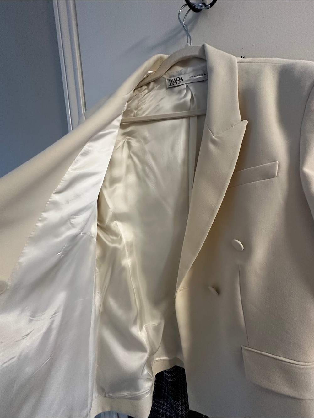 ZARA Cream Double-Breasted Blazer Jacket - Picture 8 of 8